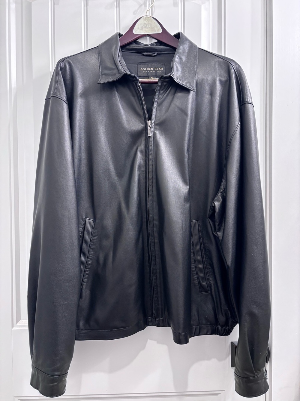 Golden Bear Men's Black Leather Zip Jacket